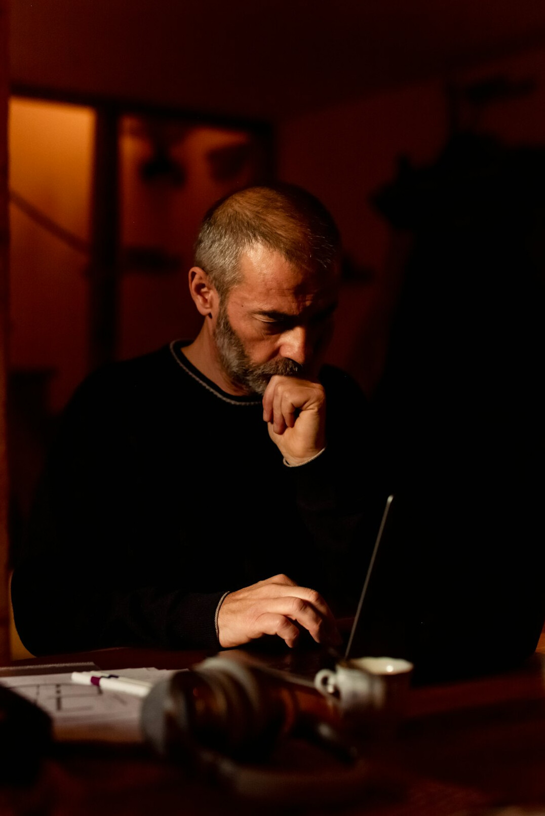 detective thinking in office